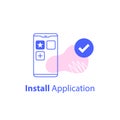 Download and install application on smartphone, online service access