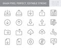 Download line icons. Vector illustration include icon - upload, cloud storage, folder, arrow, document, diskette, floppy Royalty Free Stock Photo