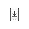 Download mobile app screen outline icon