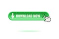 download now button with hand clicking green color vector icon illustration Royalty Free Stock Photo