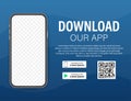 Download page of the mobile app. Empty screen smartphone for you app. Download app. Vector stock illustration