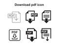 Download pdf icon template black color editable. Download Pdf icon symbol Flat vector sign isolated on white background. Simple Royalty Free Stock Photo