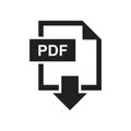 Download pdf icon template black color editable. Download Pdf icon symbol Flat vector sign isolated on white background. Simple Royalty Free Stock Photo