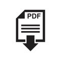 Download pdf icon template black color editable. Download Pdf icon symbol Flat vector sign isolated on white background. Simple Royalty Free Stock Photo