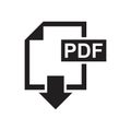 Download pdf icon template black color editable. Download Pdf icon symbol Flat vector sign isolated on white background. Simple Royalty Free Stock Photo