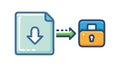 Download Security Lock: Protected File Transfer Icon, vector design Generative AI Royalty Free Stock Photo