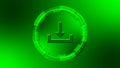 Download symbol in center of circular elements in green color - data storage business technology network concept