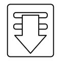 Download thin line icon. Downloading file sign vector illustration isolated on white. Arrow outline style design