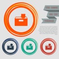 Download to hdd icon on the red, blue, green, orange buttons for your website and design with space text. Royalty Free Stock Photo