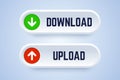 Download and upload button in 3d style with arrow symbols.