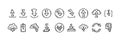 Download and upload file doodle icons set. Hand drawn sketch interface buttons. Cloud data server technology. Digital storage Royalty Free Stock Photo