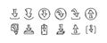 Download and upload file doodle icons set. Hand drawn sketch interface buttons. Cloud data server technology. Digital storage Royalty Free Stock Photo