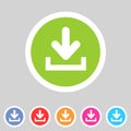 Download upload flat icon, button set, load symbol