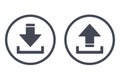 Download and upload icons. Button with arrow up and down simple icon - vector Royalty Free Stock Photo
