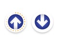Download, upload icons, vector buttons with arrow Royalty Free Stock Photo
