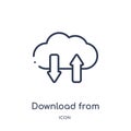 download from virtual cloud icon from virtual cloud icon from technology outline collection. Thin line download from virtual cloud