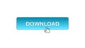 Download web interface button clicked with mouse cursor, blue color design Royalty Free Stock Photo