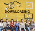 Downloading Computer Storage Cloud Technology Concept Royalty Free Stock Photo