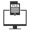 Downloading a file to your computer. File download icon on computer. Vector illustration