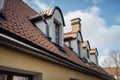 downpipes on the roof of a house during repair work Royalty Free Stock Photo