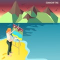 Downshifting People Isometric Background