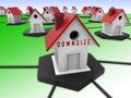 Downsize Home Symbol Means Downsizing Property Due To Retirement Or Budget - 3d Illustration Royalty Free Stock Photo