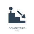 downstairs icon in trendy design style. downstairs icon isolated on white background. downstairs vector icon simple and modern Royalty Free Stock Photo