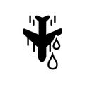 Black solid icon for Downstream, aeroplane and land