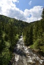 Downstream view of the Somesul Rece river Maguri-Racatau village from Cluj district, Romania, Europe. Royalty Free Stock Photo