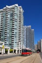 Downtown apartment buildings and LRT Royalty Free Stock Photo