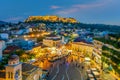 Downtown Athens city skyline in Greece at sunset Royalty Free Stock Photo