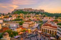 Downtown Athens city skyline in Greece at sunset Royalty Free Stock Photo