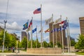 Downtown Atlanta Liberty Plaza and flags