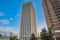 Downtown Atlanta morning covid-19 ATT building and blue sky with clouds