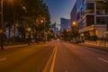 Downtown Atlanta night covid-19 lockdown center street view city skyline and lights