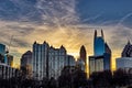 Downtown Atlanta sunset with buildings in the foreground Royalty Free Stock Photo