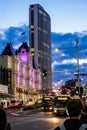 Downtown Auckland at dusk.