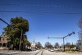Downtown Augusta Georgia Telfair street sign and railroad tracks