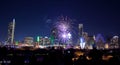 Downtown Austin, Tx Fireworks Royalty Free Stock Photo