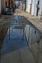 Downtown Back ally after rain Royalty Free Stock Photo