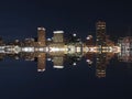 Downtown Baltimore Maryland Night Skyline Reflection Royalty Free Stock Photo