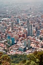 downtown bogota buildings seen from the monserrate sanctuary Royalty Free Stock Photo