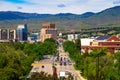 Downtown Boise, Idaho, with Capitol Blvd leading to the Idaho State Capitol Royalty Free Stock Photo