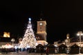 Downtown Brasov City At Night With Christmas Tree Royalty Free Stock Photo