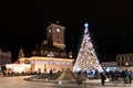 Downtown Brasov City At Night With Christmas Tree Royalty Free Stock Photo