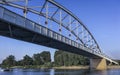 Downtown bridge (Belvarosi hid) of Szeged, Hungary from the level of the Tisza river Royalty Free Stock Photo