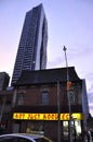 Toronto, 24th June: Downtown building on Yonge Street by night from Toronto of Ontario Province in Canada Royalty Free Stock Photo
