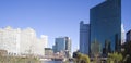 Downtown Buildings around Chicago river Royalty Free Stock Photo