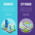 Downtown business district banners set Royalty Free Stock Photo