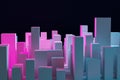 Abstract generic  pink-blue city with modern office buildings illustration Royalty Free Stock Photo